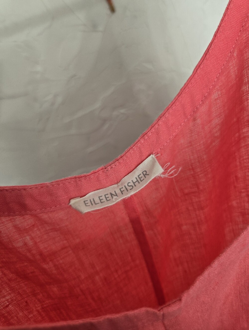 Eileen Fisher Irish Linen Coral Cinchable Dress, L - Picture 12 of 13